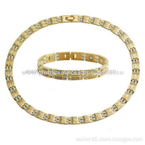 2014 Fashion Ceramic and Gold-plated Stainless Steel Jewelry Set for Dress, CZ Stone